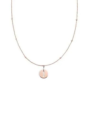 Produktbild: SINGULARU - Mini Medallion Halskette. Sterlingsilber mit 18 Kt Rosévergoldeter Beschichtung. Schmuck für Damen. Buchstabe I.