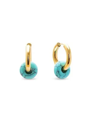 Produktbild: SINGULARU - Ohrringe Carmen True Turquoise. Edelstahl mit 18K vergoldung und Naturstein. Schmuck für Damen.