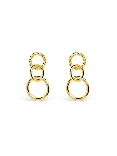 Produktbild: SINGULARU - Circles Twist Ohrringe. Messing mit 18 Kt Vergoldeter Beschichtung. Schmuck für Damen.