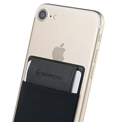 Produktbild: Sinjimoru Handy Kartenetui für Kreditkarten & Bargeld, Slim Wallet Smartphone Kartenhalter zum aufkleben ID Card Holder für iPhone und Android. Sinji Pouch Flap Grau
