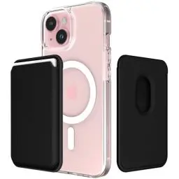 Produktbild: Sinjimoru Magnetic Wallet für Handy, Premium Vegan Leder Telefon Brieftasche für MagSafe 3-Karten-Halter Kompatibel mit iPhone 16 Plus Pro Max 15 14 13 12 Serie. M-Viica Schwarzer Kohlenstoff