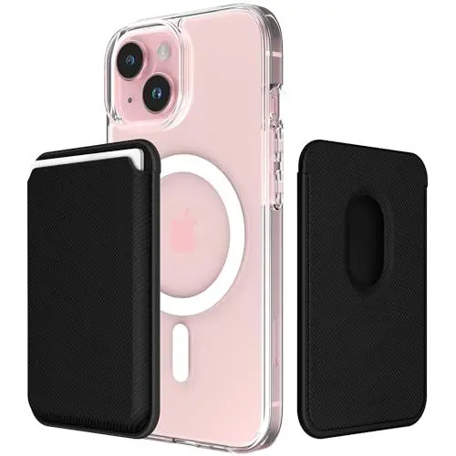 Produktbild: Sinjimoru Magnetic Wallet für Handy, Premium Vegan Leder Telefon Brieftasche für MagSafe 3-Karten-Halter Kompatibel mit iPhone 16 Plus Pro Max 15 14 13 12 Serie. M-Viica Schwarzer Kohlenstoff