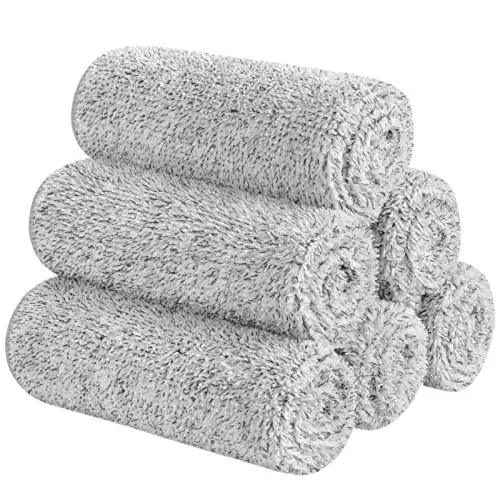 Produktbild: SINLAND 6 Stück Mikrofaser Gesicht Handtücher Ultra Soft Reinigungstücher Bambus Holzkohle Waschlappen schnelltrocknend Reisehandtuch saugfähig Gesichtstuch für Bad 30cm x 30cm Grau