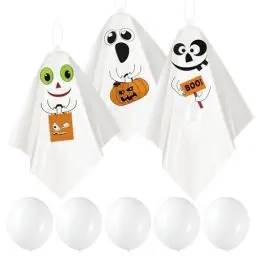 Produktbild: Sinmoe 3 Sets Halloween Geisterdekorationen Weißer Hängender Geist Ballon Horror Mottoparty Dekoration Fliegende Geister aus Kunststoff Gruselige Hängedekoration für Outdoor Drinnen Hof