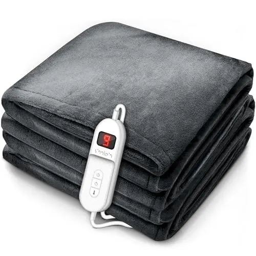 Produktbild: sinnlein® Heizdecke aus Plüsch 180x130cm | elektrische Wärmedecke mit Abschaltautomatik | Kuscheldecke | Timerfunktion | 9 Temperaturstufen | waschbar bis 40°C | Digitalanzeige