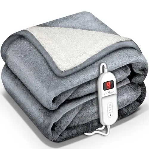 Produktbild: sinnlein® Heizdecke mit Abschaltautomatik 200 x 180 cm | Elektrische Wärmedecke mit 9 Temperaturstufen | Kuscheldecke Bett, Sofa | Decke elektrisch mit Timer Digitalanzeige
