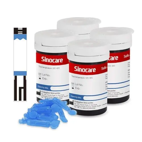 Produktbild: sinocare Blutzuckerteststreifen 100, Teststreifen Blutzucker Nur für Safe AQ Smart Blutzuckermessgerät (AQ Teststreifen Set 100)