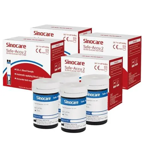 Produktbild: sinocare Blutzuckerteststreifen, Zuckerteststreifen 200 Stück nur für Safe-Accu2 Blutzuckermessgerät (messgerät nicht enthalten)