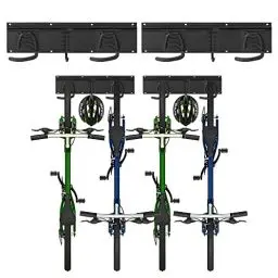 Produktbild: Sinoer Fahrradwandträger,Wandhalterung für 4 Fahrräder + 2 Helme, Werkzeugaufbewahrungshaken einstellbar für Garage oder Zuhause, vertikaler Fahrradhänger(Innenbreite: 90 mm) - 2 Schienen