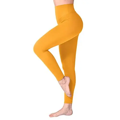 Produktbild: SINOPHANT Leggings Damen High Waist - Blickdicht Leggins mit Bauchkontrolle für Sport Yoga Gym(1 Dunkelgelb,L-XL)