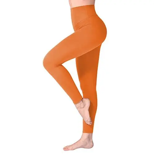 Produktbild: SINOPHANT Leggings Damen High Waist - Blickdicht Leggins mit Bauchkontrolle für Sport Yoga Gym(1 Orange,S-M)