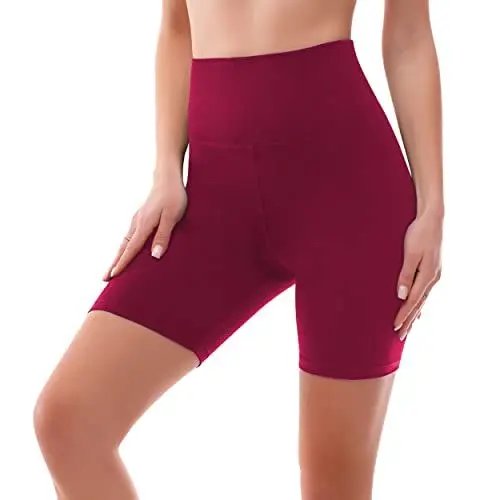 Produktbild: SINOPHANT Radlerhose Damen Kurz High Waist Shorts Leggings für Sommer Fitness Sport Yoga(L-XL,1 Weinrot)