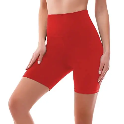 Produktbild: SINOPHANT Radlerhose Damen Kurz High Waist Shorts Leggings für Sommer Fitness Sport Yoga(L-XL,1 rot)