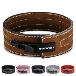 Produktbild: SINOVATI Premium Gewichthebergürtel KDK Gürtel aus Echtleder mit Schnalle, Weightlifting Lever Belt für Fitness Powerlifting Krafttraining Bodybuilding, Frauen und Männer (Braun, L)