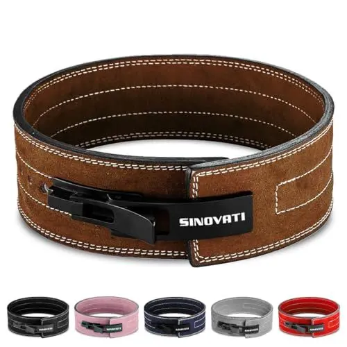 Produktbild: SINOVATI Premium Gewichthebergürtel KDK Gürtel aus Echtleder mit Schnalle, Weightlifting Lever Belt für Fitness Powerlifting Krafttraining Bodybuilding, Frauen und Männer (Braun, L)