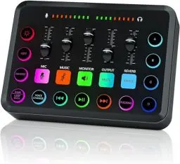Produktbild: SINWE Gaming Audio Mixer, RGB PC Mixer for Streaming,DJ Mixer with 48 V Phantom Power/Volume Control/DIY Sound Effects/XLR Mic Interface, for Live Streaming/Gaming