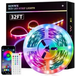 Produktbild: SINWE Led Strip,10M RGB Led Streifen,Smart Lights,Led Leiste mit Fernbedienung und APP, Musik Sync,Timer-Einstellung für Gaming Zimmer, Room, Küche, Zuhause Partei