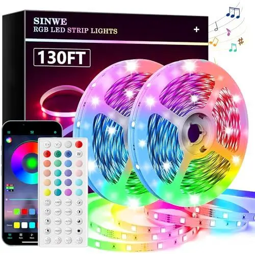 Produktbild: SINWE Led Strip,40M RGB Led Streifen,Smart Lights,Led Leiste mit Fernbedienung und APP, Musik Sync,Timer-Einstellung für Gaming Zimmer, Room, Küche, Zuhause Partei