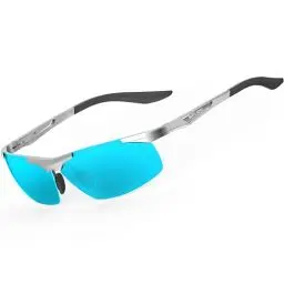 Produktbild: SIPLION Herren Sportbrille Polarisierte Sonnenbrille Treiber Glasses Sonnenbrillen Al-Mg Metallrahme Ultra leicht (8729Silber /Silber Verspiegelt Linsen) UV400 CAT 3 CE
