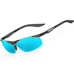 Produktbild: SIPLION Herren Sportbrille Polarisierte Sonnenbrille Treiber Glasses Sonnenbrillen Al-Mg Metallrahme Ultra leicht 8729 Schwarz+Blau UV400 CAT 3 CE