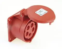 Produktbild: CEE-Anbaudose IP44, 5-polig, 400 V, 6h, 16 A, Gerade, 70 x 70 mm SiRoX – Mit Flanschdichtung, PA6-Gehäuse, Schraubenlose Anschlussklemmen