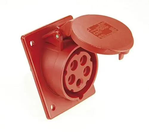 Produktbild: SIROX® CEE-Anbaudose IP 44, 5-polig, 400 V, 6 h, schräg Stromstärke 32 A, Anschlusstechnik Steckklemme, Flanschmaß 92 x 100 mm, Rot