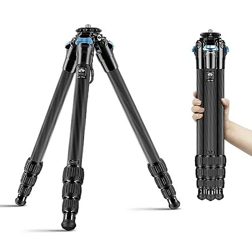 Produktbild: SIRUI AM284 Videostativ Carbon Kamera Reise Stativ für professionelles Fotografie, 4 Beinabschnitte, Kamerastativ Reisestativ Travel Tripod mit abnehmbaren EdelstahlSpikes, belastbar bis 15 kg