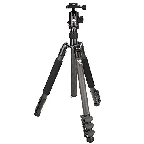 Produktbild: SIRUI ET-2204/E-20 Easy Traveler Dreibeinstativ mit E-20 Kopf (Carbon, Höhe: 144 cm, Gewicht: 1, 37kg, Belastbarkeit: 12kg) mit Tasche und Gurt