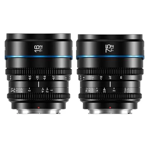 Produktbild: SIRUI Night Walker Cine-Objektiv mit Manuellem Fokus Set, 16mm, 75mm, T1.2-Objektiv mit großer Blende und S35 Frame Prime Lens für L Montieren für Sigma FP, S5/S5II/S5IIX (MS-2SLB, L, Schwarz)