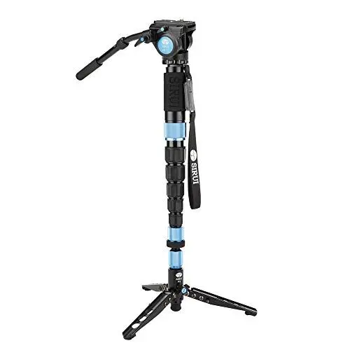 Produktbild: SIRUI P-326SR+VH-10 Einbeinstativ mit Standspinne und Videoneiger (20° neigbar, 360° drehbar, Aluminium)