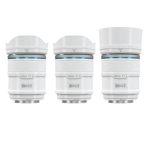 Produktbild: SIRUI Sniper F1.2 Autofokus-Objektiv-Set, 23mm, 33mm, 56mm, Weitwinkel APS-C Kameraobjektiv. E Mount Objektiv für A6400, A6700, ZV-E10, FX3/30 (AS-3S-EW, E Mount, White)