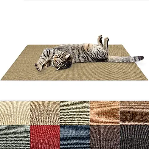 Produktbild: Sisal-Kratzteppich | ideal als Kratzmatte für Katzen | Ohne Kettelung | widerstandsfähig | Katzen-Kratzteppich in vielen Farben und Größen (Grau, 60 cm x 80 cm)