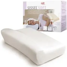 Produktbild: Sissel® Nackenkissen Soft M | Viskoelastischer Spezialschaum | Ergonomische Wirbelsäulenstütze | Waschbarer Velours-Bezug | Entspannung für Nacken-Halsmuskulatur | 5 Jahre Garantie | 47 x 33 x 11 cm