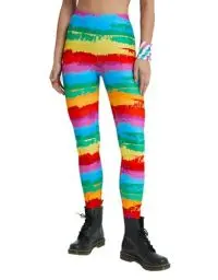 Produktbild: sissycos Damen 80er Neon Leggings Pants, Yoga Druck Print Bequem Fauen Laufhosen(Stolz Pinselstriche,M)