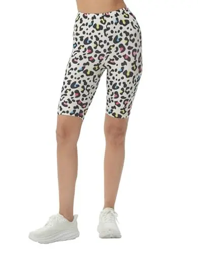 Produktbild: sissycos Damen Biker Bunte sanft Shorts Kurze Leggings mit Elastischer Taille(Traditioneller Leopardendruck,L/XXL)