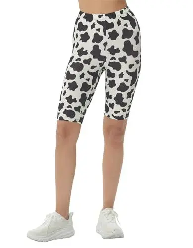 Produktbild: sissycos Damen Biker Bunte sanft Shorts Kurze Leggings mit Elastischer Taille(Traditionelles Milchmuster,S/L)