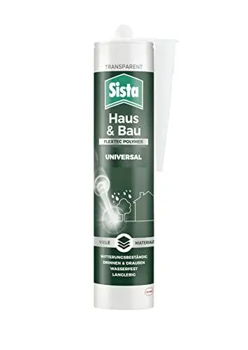 Produktbild: Sista Haus & Bau Universal FlexTec Polymer, Universal-Silikon für Fugen innen & außen, witterungsbeständige Dichtmasse für viele Materialien*, wasserfeste Fugenmasse, 1x280ml Kartusche, transparent