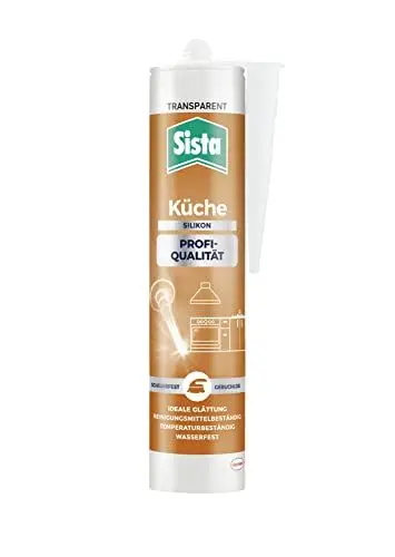 Produktbild: Sista Küche Profi-Qualität Silikon, scheuerfeste Fugenmasse für die Küche, wasserfestes Küchensilikon mit idealer Glättung, reinigungsmittelbeständige Dichtmasse, 1x280ml Kartusche, transparent