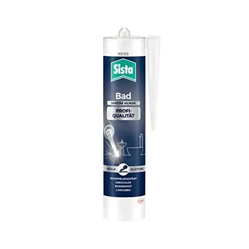 Produktbild: Sista Pattex Bad Profi-Qualität Sanitär Silikon, schimmelresistentes Sanitärsilikon für das Bad, wasserfestes Silikon für viele Materialien*, geruchsneutrale & langlebige Dichtmasse, 1x280ml, weiß