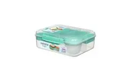 Produktbild: Sistema Bento Box TO GO Brotdose mit Fächern | 1,65 L Lunchbox mit Joghurt- /Fruchtbehälter | für Kinder & Erwachsene | BPA-frei | Blaugrün (21690-8T)
