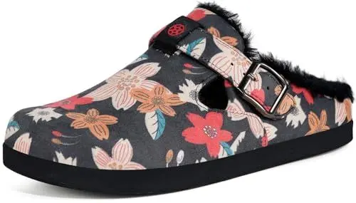 Produktbild: Sisttke Damen Lined Clogs Flauschige Hausschuhe Gefüttert Pantoffeln Wärme Slipper Winter rutschfest Gummisohle, Multi, 41 EU