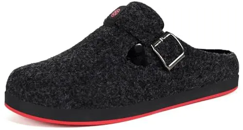 Produktbild: Sisttke Hausschuhe Damen Herren Filzpantoffeln Unisex Winter Geschlossen Bequeme Pantoffeln mit Wechselfußbett,Schwarz,43 EU