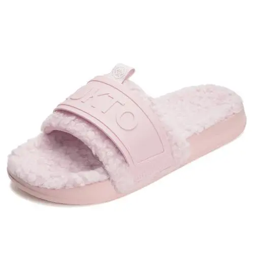 Produktbild: Sisttke Damen Hausschuhe Weich Flauschig Winter Memory Schaum Indoor Pantoffeln Kunstpelz rutschfeste Flache,Hellrosa,35/36 EU