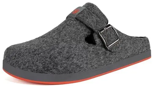 Produktbild: Sisttke Hausschuhe für Damen Herren Unisex Filz-Pantoffeln Slipper Winter Warme Pantoletten Slip on Slipper für Indoor Outdoor mit rutschfest Gummisohle,Grau,39 EU