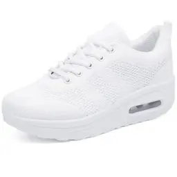Produktbild: Sisttke Laufschuhe Damen Outdoor Leicht Atmungsaktive Plateau Turnschuhe Freizeitschuhe Sportschuhe Mesh Sneaker Straßenlaufschuhe,Weiß-911,37 EU
