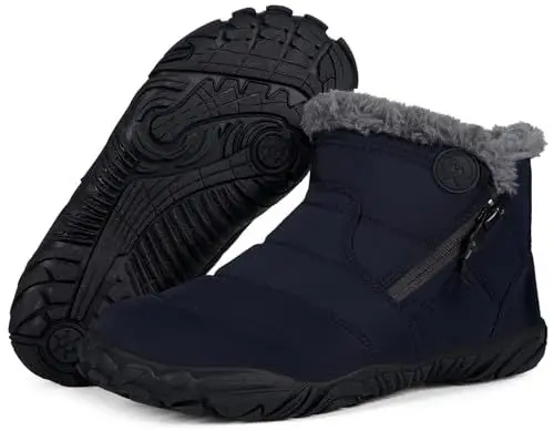 Produktbild: Sisttke Winterschuhe Herren Barfußschuhe Gefüttert Minimalistische Damen Wasserdicht Winter Rutschfeste Breite Zehen Mit Zero-Drop Sohle, Dunkel blau, 39 EU