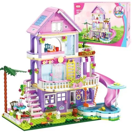 Produktbild: Sitodier Bauspielzeug für Mädchen, 689pcs Garten Villa Haus Bauklötze Set für Mädchen Jungen 6-12 Jahre, Ferienhaus Bauklötze Kit, Geschenk für Kinder 6 7 8 9 10 11 12 Jahre