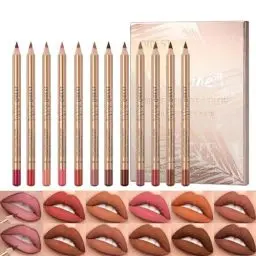 Produktbild: Sitovely 12 Farben Schlankes Lippenkonturenstifte Set,Longwear Smooth Lip Pencil Cremiger Lip Liner Stift Matter Lippenstift wasserfester Lippenstift,Hochpigmentiertes natürliches Lippen Makeup (A, M)
