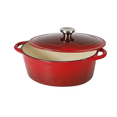 Produktbild: Sitram 710839 Schmortopf Gusseisen, Creme/Rot, Gusseisen, Rouge/Crème, 33 x 25 x 13,5 cm
