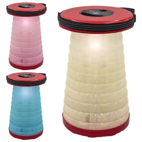 Produktbild: SITTOGLOW by WEDO 2126102 | Teleskophocker mit LED-Beleuchtung | 3 Beleuchtungsstufen | 42 cm Höhe | höhenverstellbar in 10 Stufen | Schultergurt | 150 kg Tragkraft | TÜV & GS | 1,28 kg | rot